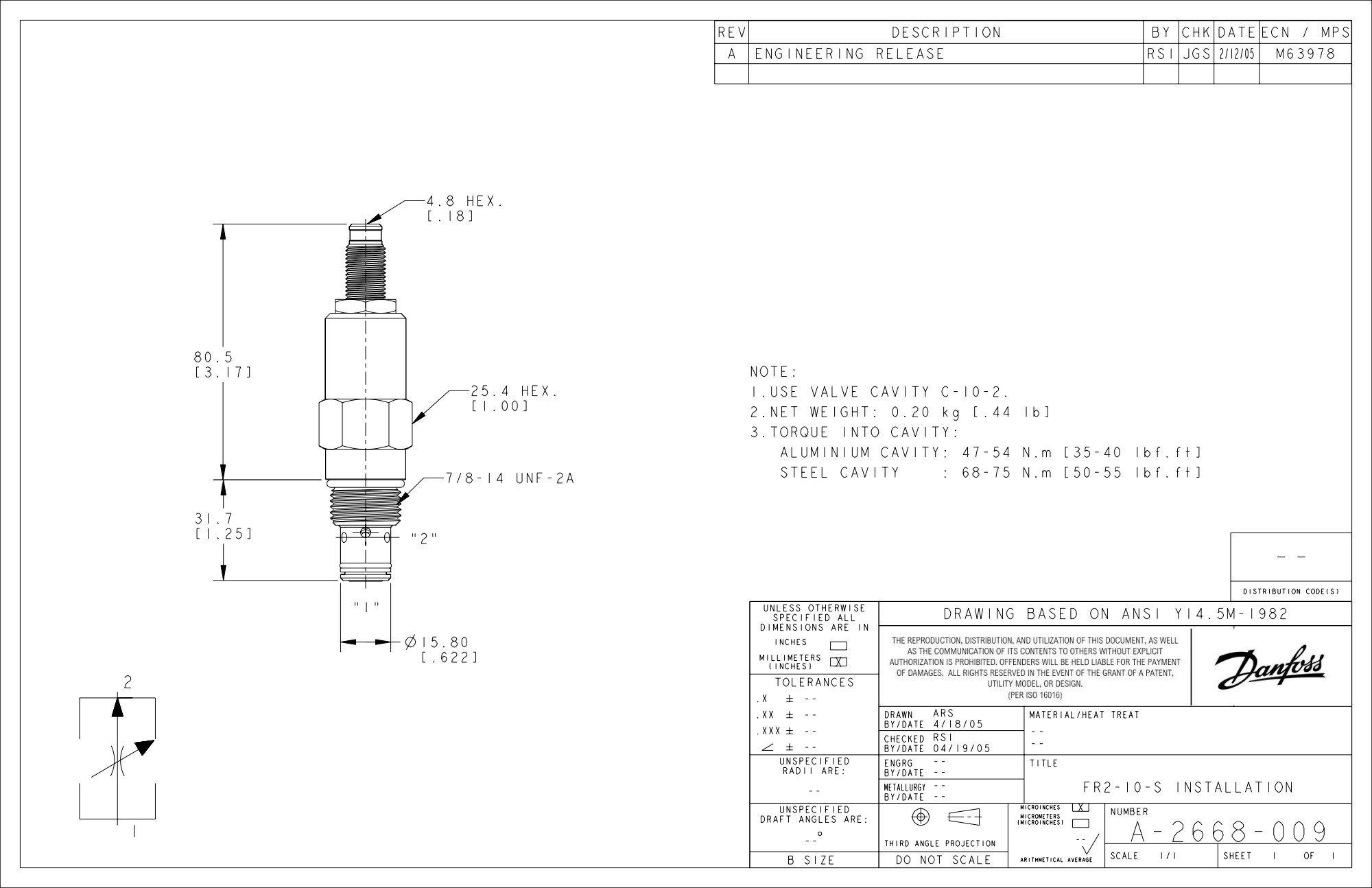 FLOW CONTROL VALVE, FR2-10, FR2-10-S-0-0.21-08