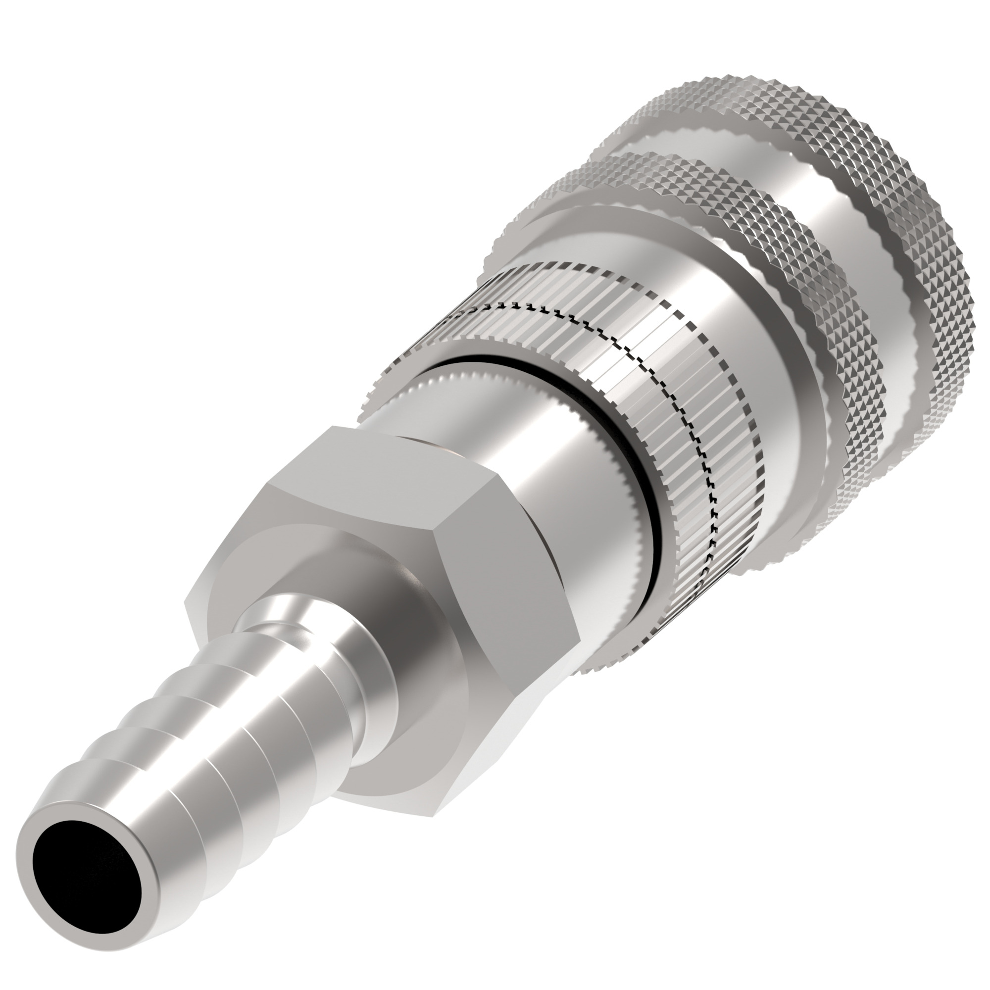 COUPLING,2HKGL,F,1/4,SS,-4BARB,NBR